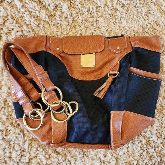 Miche MISTY Demi Chestnut Brown and Navy Blue Canvas Shell Cover Purse Bag Cover - Picture 2 of 14
